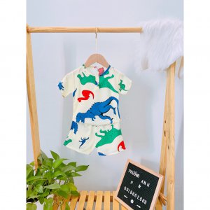 Bộ cộc hè bé trai, vải lanh lụa