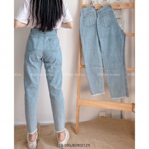 Quần jean baggy nữ ulzzang trơn lua tua ống thời trang FMstyle Saigon 21QJB04CB1301 - 21QJB03CB3101